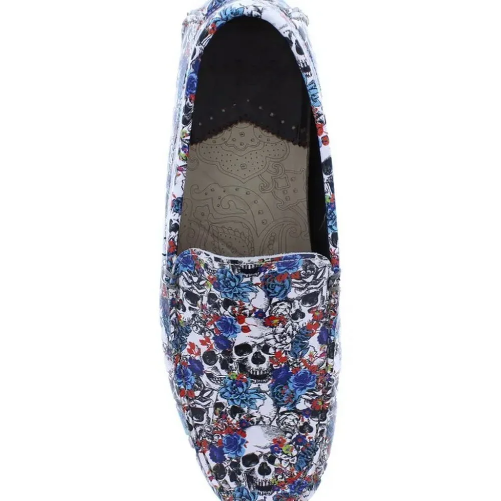 Robert Graham Skull Print Leather Anchor Moccasin Loafers